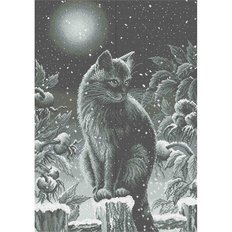 фото: картина, вышитая бисером, Лунный кот