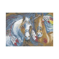 фото: картина для вышивки бисером, Индейские лошади