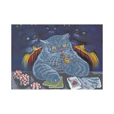 фото: картина, вышитая бисером, Кот играющий в покер (Кисляченко С.)