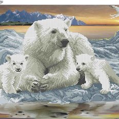 фото: картина, вышитая бисером, Белые медведи