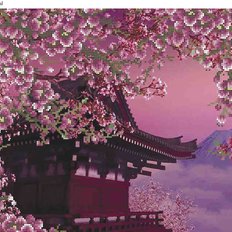 фото: картина, вышитая бисером, Цветы сакуры