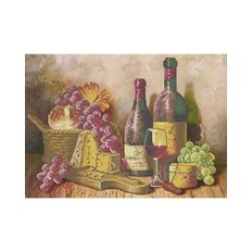 фото: картина, вышитая бисером, Красное вино и сыр