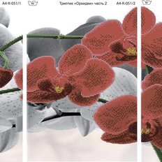 фото: картина, вышитая бисером, Триптих Орхидеи