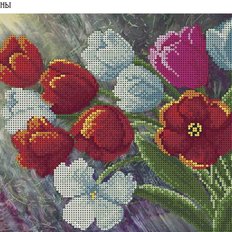 фото: картина, вышитая бисером, Тюльпаны фото: картина, вышитая бисером, Тюльпаны