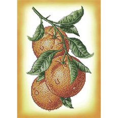 фото: картина, вышитая бисером, апельсины