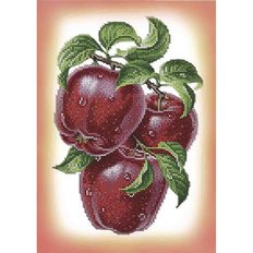 фото: картина, вышитая бисером, яблоки