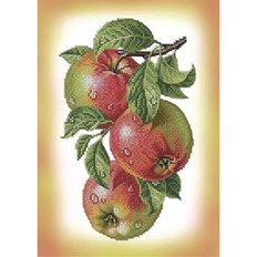 фото: картина, вышитая бисером, яблоки