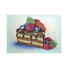 фото: картина, вышитая бисером, Десерт с ягодами