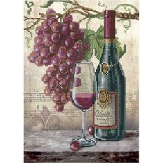 фото: картина, вышитая бисером, Виноград и вино