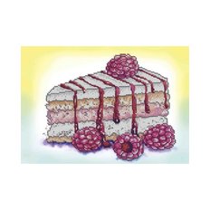 фото: картина, вышитая бисером, Малиновый торт