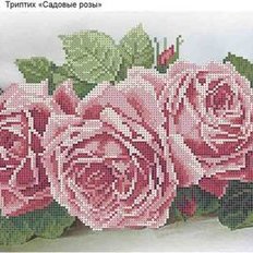 фото: картина, вышитая бисером, Садовые розы