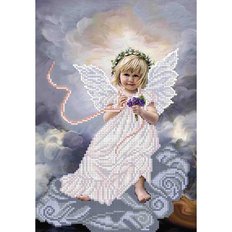 фото: картина для вышивки бисером, Ангел с букетом