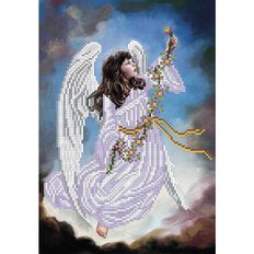 фото: картина для вышивки бисером, Ангел с цветочной гирляндой