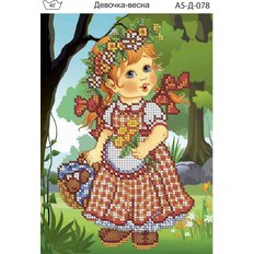 фото: картина, вышитая бисером, Девочка-весна фото: картина, вышитая бисером, Девочка-весна