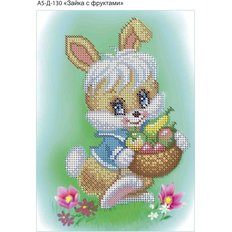 фото: картина, вышитая бисером, Зайка с фруктами фото: картина, вышитая бисером, Зайка с фруктами