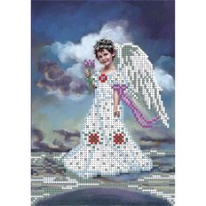 фото: картина, вышитая бисером, Ангел с цветком