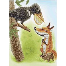 фото: картина, вышитая бисером, Ворона и лиса
