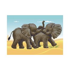 фото: картина, вышитая бисером, Слонята