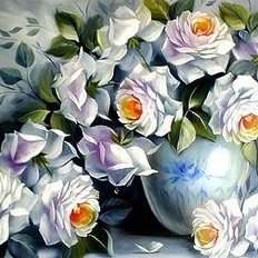 Набор в технике алмазная вышивка Белые розы