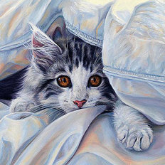 Набор в технике алмазная вышивка Кошка под одеялом