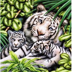 Набор в технике алмазная вышивка Белая тигрица с тигрятами
