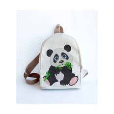 фото: сшитый рюкзак для вышивки бисером или нитками Панда