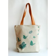 фото: сшитая сумка для вышивки бисером или нитками Бирюзовые бабочки