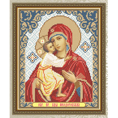 Схема для вышивки бисером Икона Феодоровская Образ Пресвятой Богородицы Покрывающая