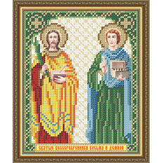 Схема для вышивки бисером Икона Святые Бессеребренники Косьма и Демиан