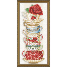 Схема для вышивки бисером Чашки с розой