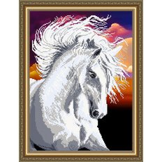 Схема для вышивки бисером Белая лошадь
