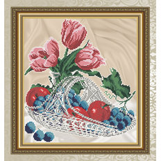 Схема для вышивки бисером Яблоки с виноградом в хрустале