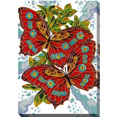 фото: картина для вышивки бисером Красные бабочки