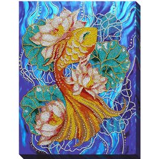фото: картина для вышивки бисером Золотая рыбка