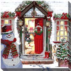 фото: картина для вышивки бисером Рождественский снеговик