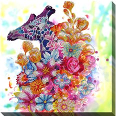 фото: картина для вышивки бисером Жираф в цветах