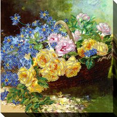 фото: картина для вышивки бисером Корзинка с цветами