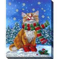 фото: картина для вышивки бисером Зимний кот
