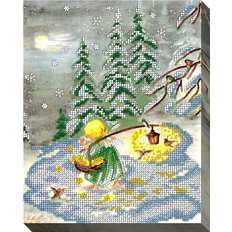 фото: картина для вышивки бисером Прогулка по снегу