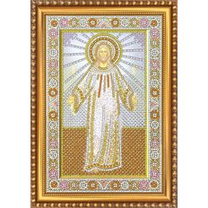 Изображение: икона для вышивки бисером Иисус в белых одеждах
