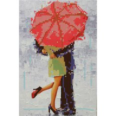 фото: картина для вышивки бисером Поцелуй под дождем