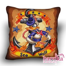 фото: подушка, вышитая крестиком, Морской волк