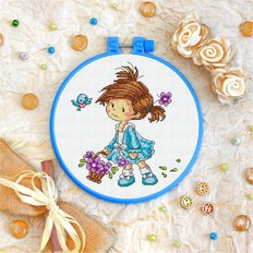 фото: картина для вышивки крестиком на декоративных пяльцах, Корзинка цветов