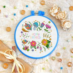 фото: картина для вышивки крестиком на декоративных пяльцах, День рождения фото: картина для вышивки крестиком на декоративных пяльцах, День рождения