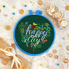 фото: картина для вышивки крестиком на декоративных пяльцах, Счастливый день фото: картина для вышивки крестиком на декоративных пяльцах, Счастливый день