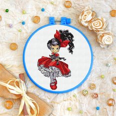 фото: картина для вышивки крестиком на декоративных пяльцах, Красный бант