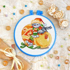 фото: картина для вышивки крестиком на декоративных пяльцах, Рождественская птичка