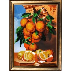 фото: картина, вышитая бисером, Апельсиновая ветка