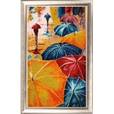 фото: картина, вышитая бисером, Веселые зонтики