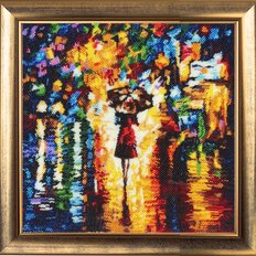 фото: картина, вышитая бисером, Принцесса дождя (по мотивам картины Л. Афремова)